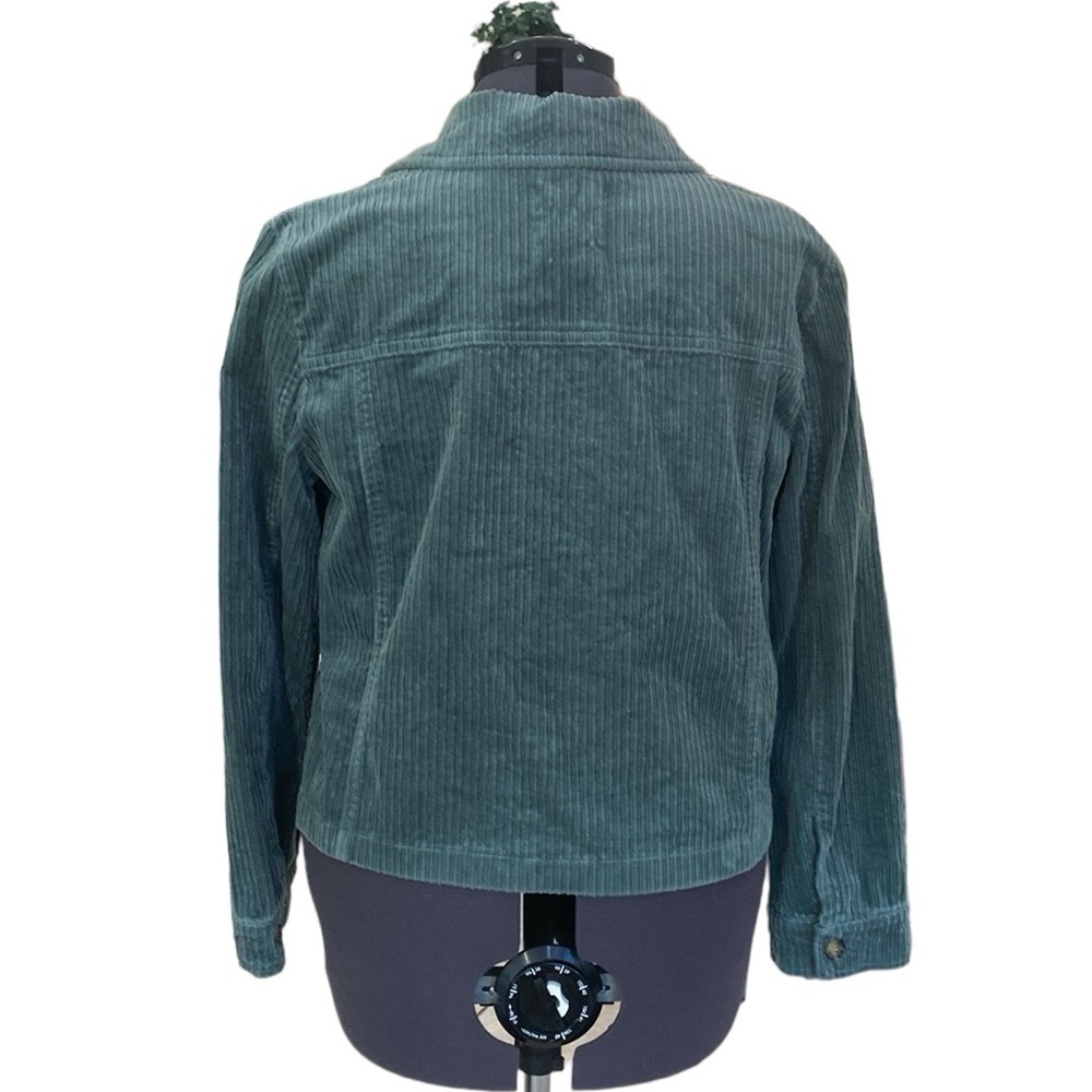 Anthropology Avec Les Filles Tegan Corduroy L Green 2Pockets Collar Button Front - Picture 6 of 9
